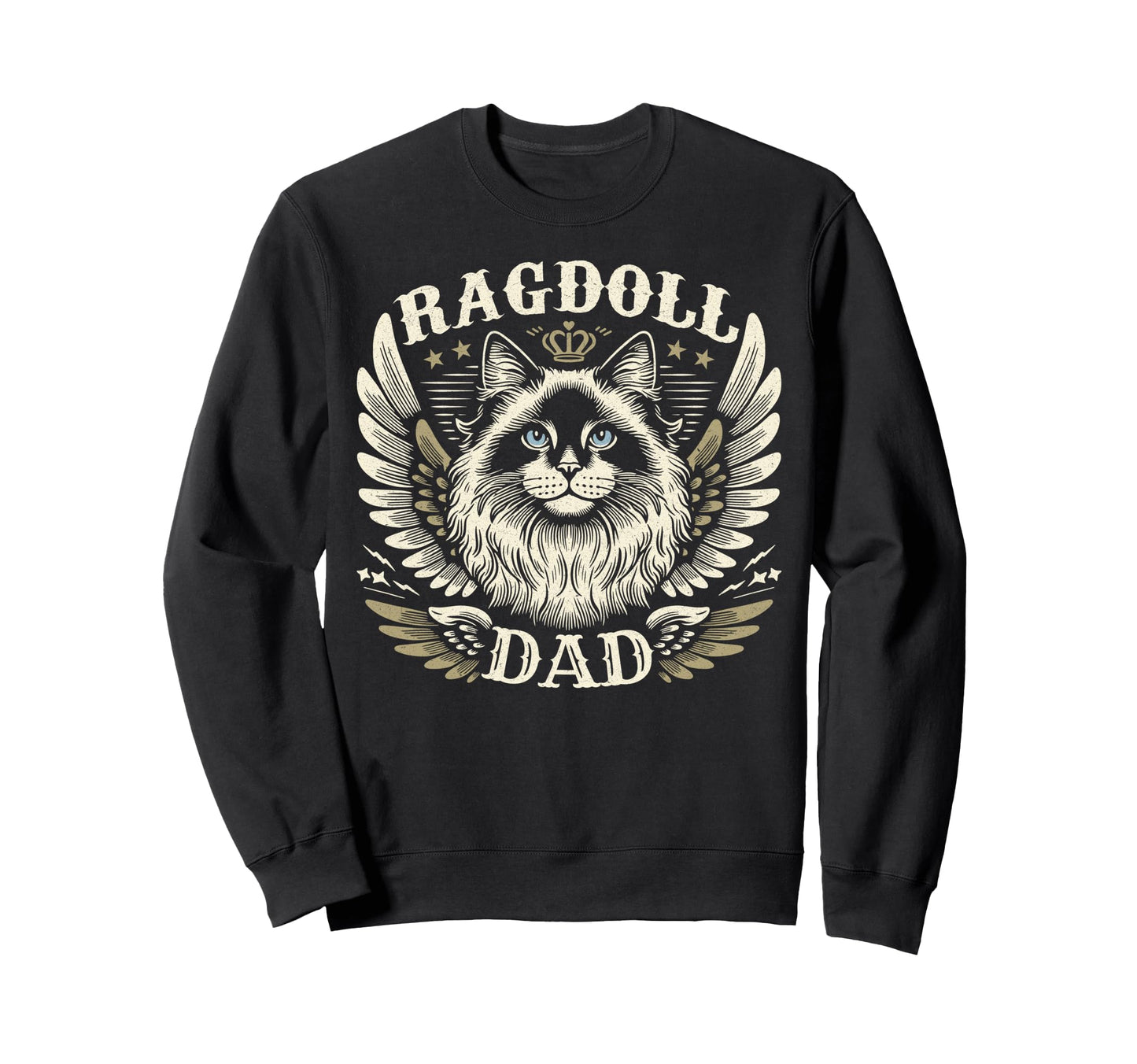 Ragdoll Dad Biker Wings Motorcycle Sweatshirt - Minimalist Print Men Women - T-Shirt, Sweatshirt, Hoodie