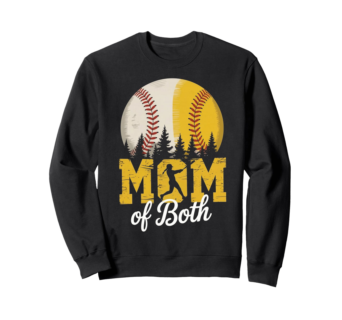 Mom Both Baseball Softball Mothers Sweatshirt - Graphic Print for Adults - T-Shirt, Sweatshirt, Hoodie