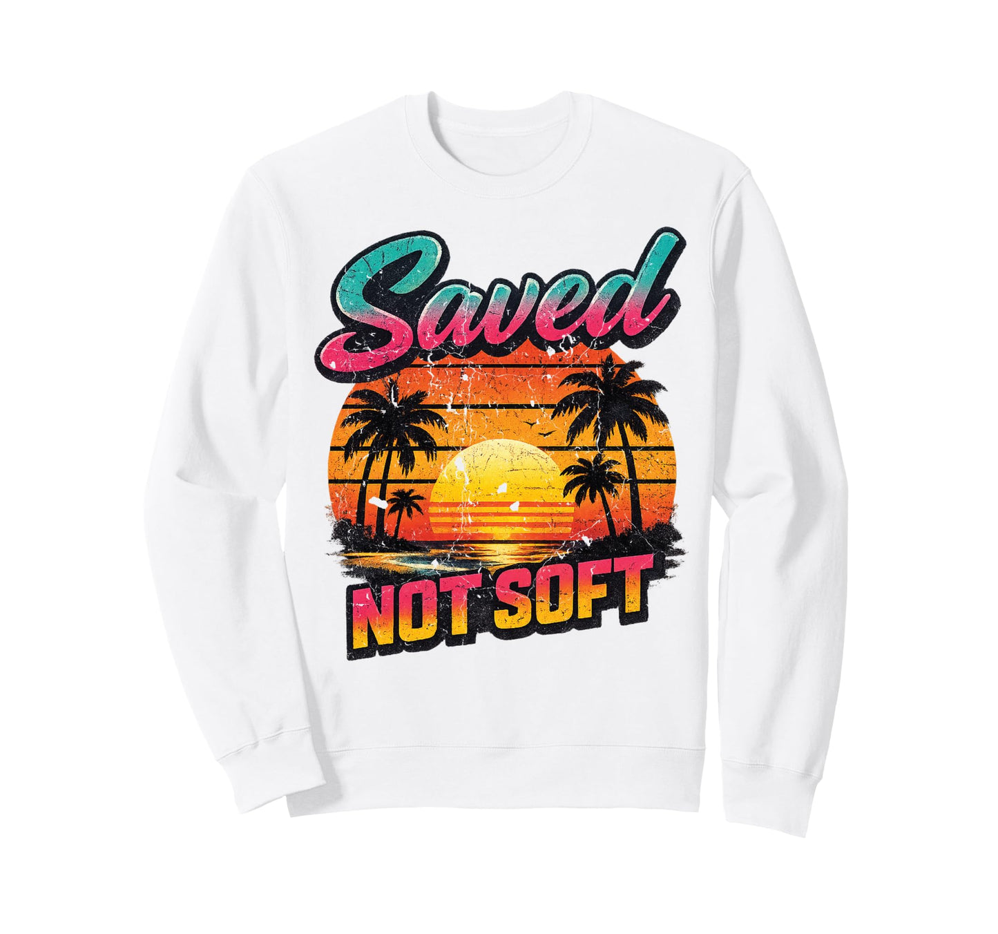 Christian Sunset Summer Saved Sweatshirt - Fun Novelty Design for Adults - T-Shirt, Sweatshirt, Hoodie