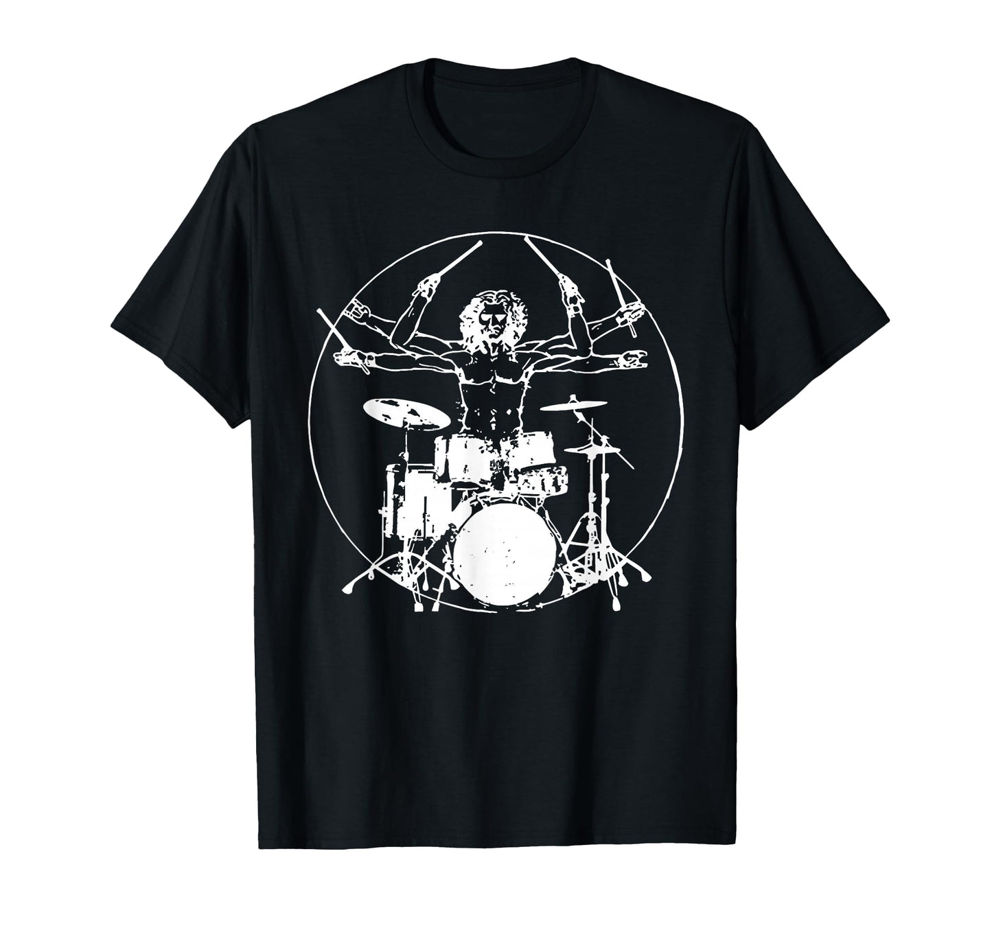 Vitruvian Drummer Funny Tees T-Shirt - Fun Novelty Design Unisex - T-Shirt, Sweatshirt, Hoodie