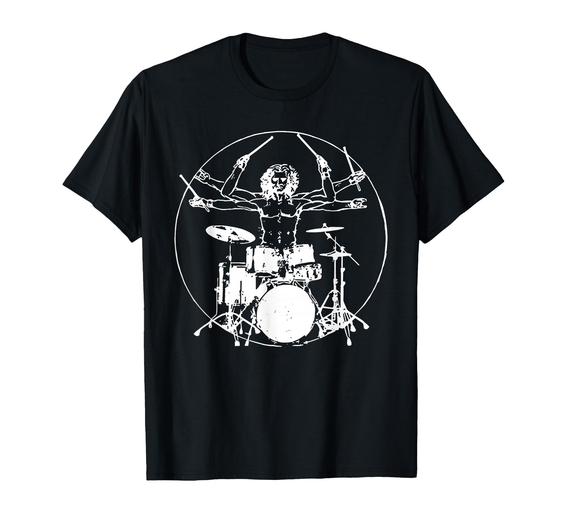 Vitruvian Drummer Funny Tees T-Shirt - Fun Novelty Design Unisex - T-Shirt, Sweatshirt, Hoodie