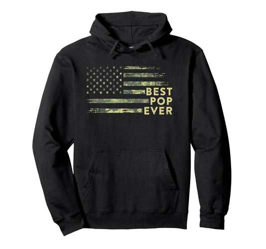 Best Pop Ever Camo American Flag Grandpa Hoodie - Custom Art Print Unisex - T-Shirt, Sweatshirt, Hoodie