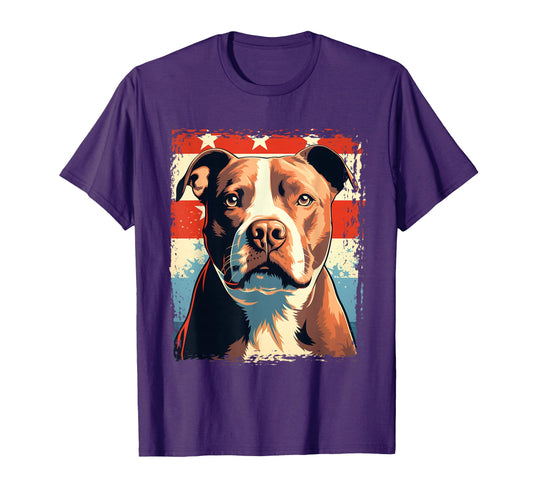 American Pitbull Terrier Usa Pop Art T-Shirt - Unique Graphic for Adults - T-Shirt, Sweatshirt, Hoodie