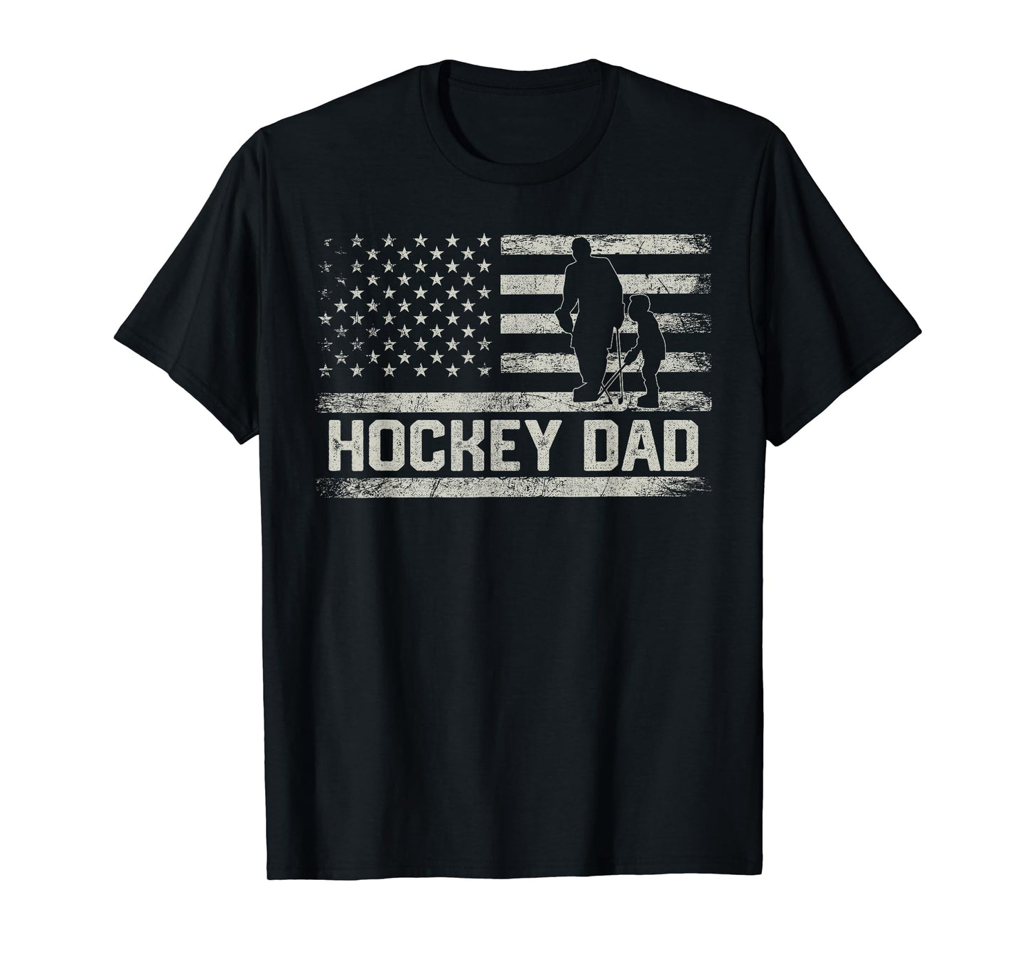 American Hockey Usa Flag Dad Player Funny T-Shirt - Novelty Apparel Unisex - T-Shirt, Sweatshirt, Hoodie