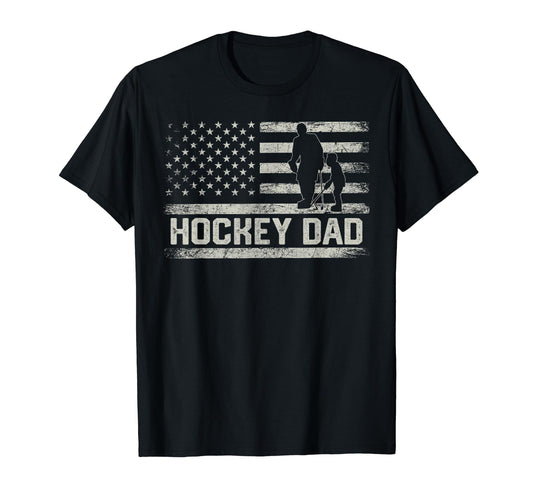 American Hockey Usa Flag Dad Player Funny T-Shirt - Novelty Apparel Unisex - T-Shirt, Sweatshirt, Hoodie
