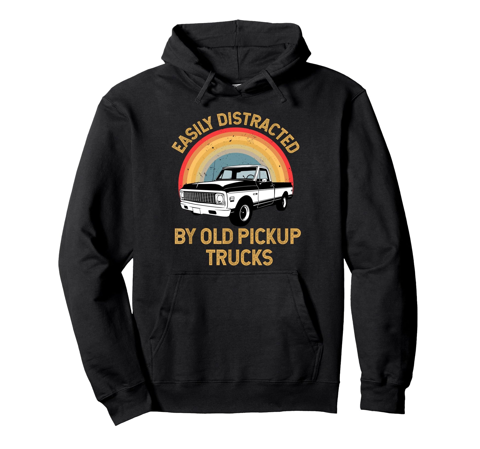 Easily Distracted Old Pickup Trucks Trucker Hoodie - Unique Graphic Unisex - T-Shirt, Sweatshirt, Hoodie
