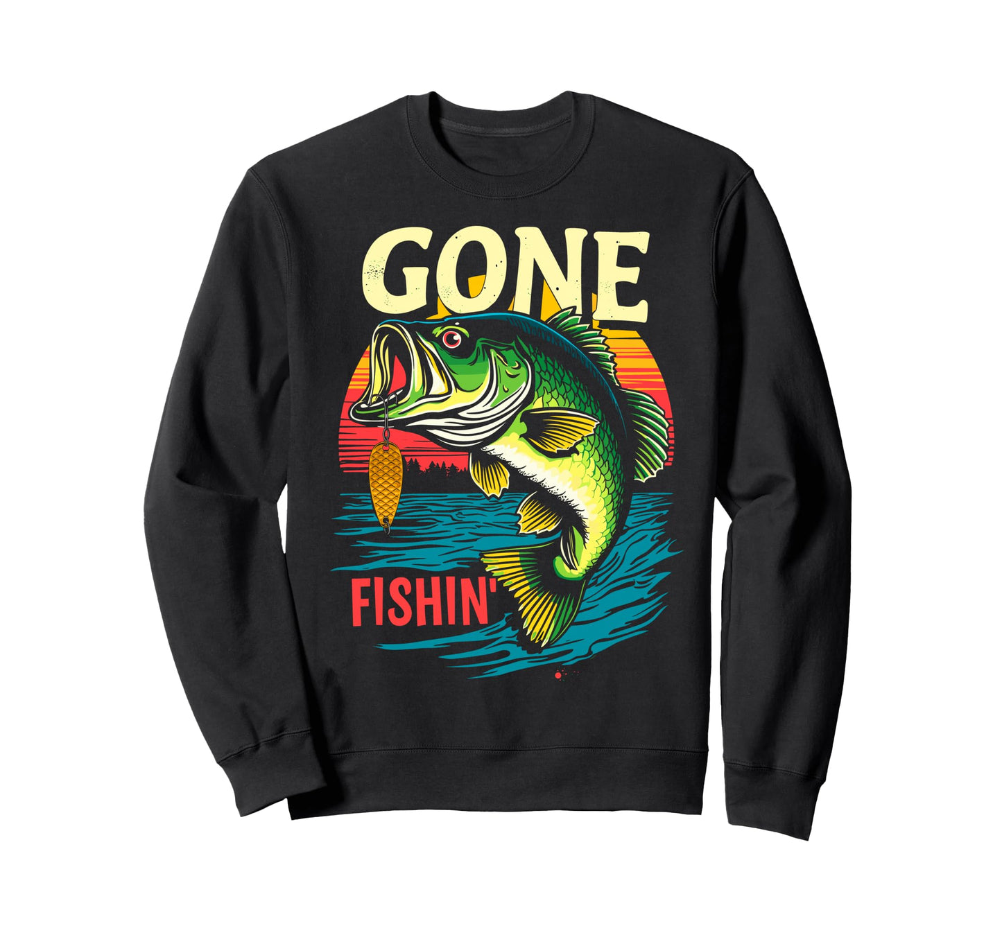 Bass Fisherman Gone Fishin Bass Sweatshirt - Streetwear Style Men Women - T-Shirt, Sweatshirt, Hoodie