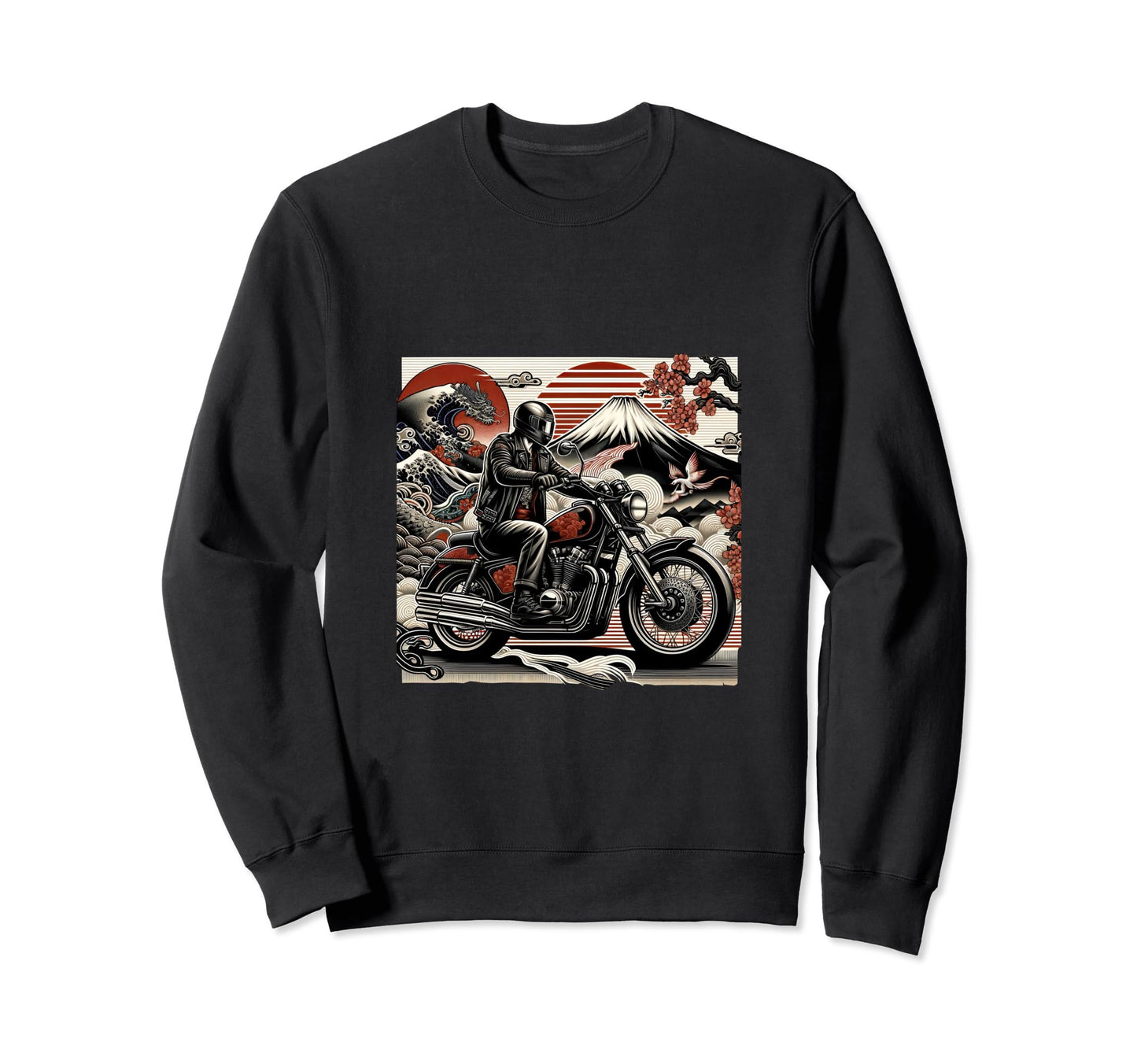 Japanese Inspired Biker Dad Motorcycle Sweatshirt - Trendy Graphic Unisex - T-Shirt, Sweatshirt, Hoodie