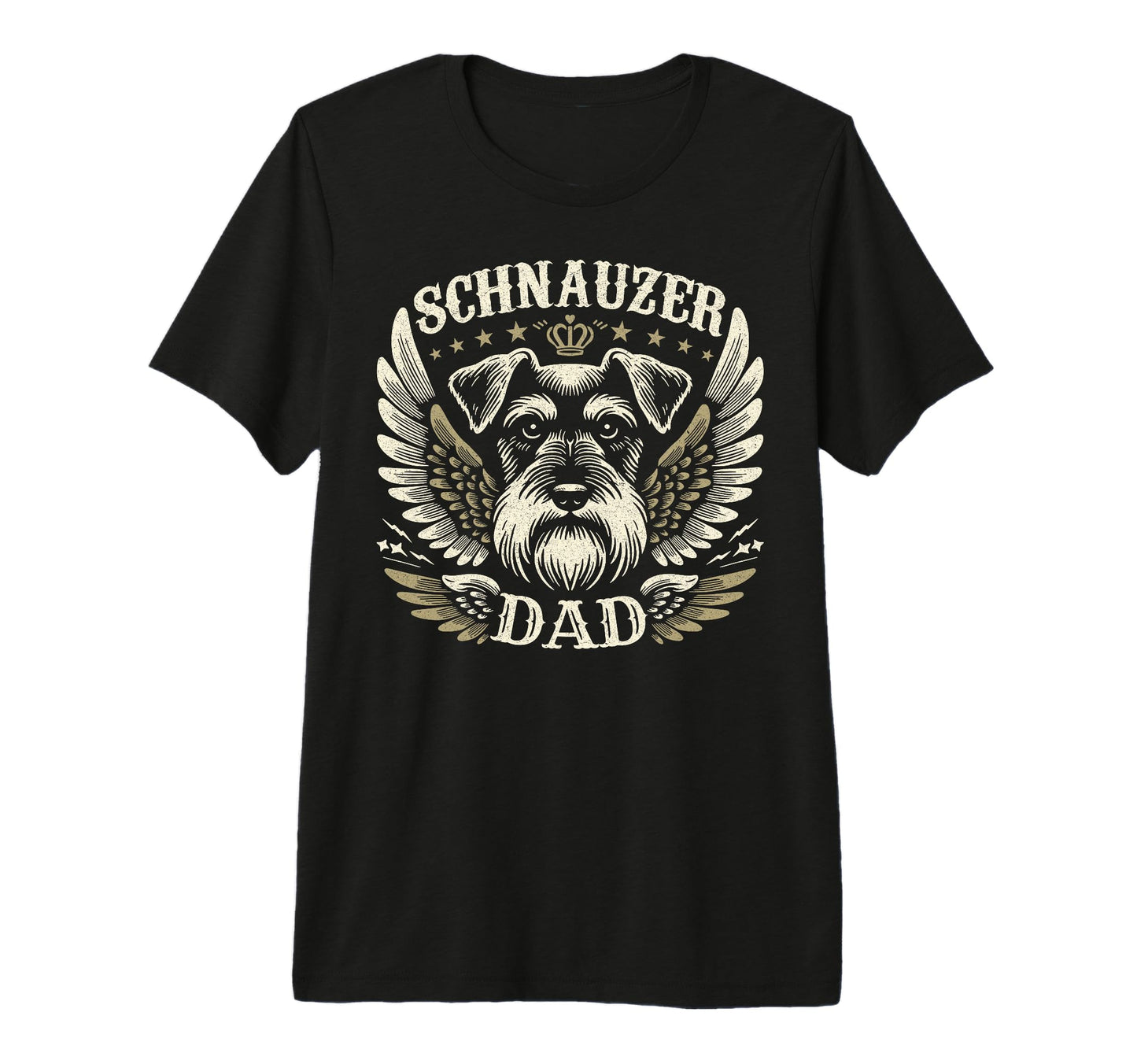 Schnauzer Dad Biker Wings Motorcycle T-Shirt - Minimalist Print Unisex - T-Shirt, Sweatshirt, Hoodie