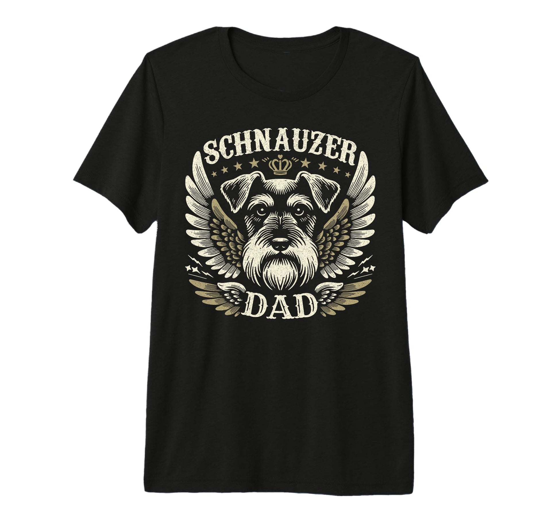 Schnauzer Dad Biker Wings Motorcycle T-Shirt - Minimalist Print Unisex - T-Shirt, Sweatshirt, Hoodie