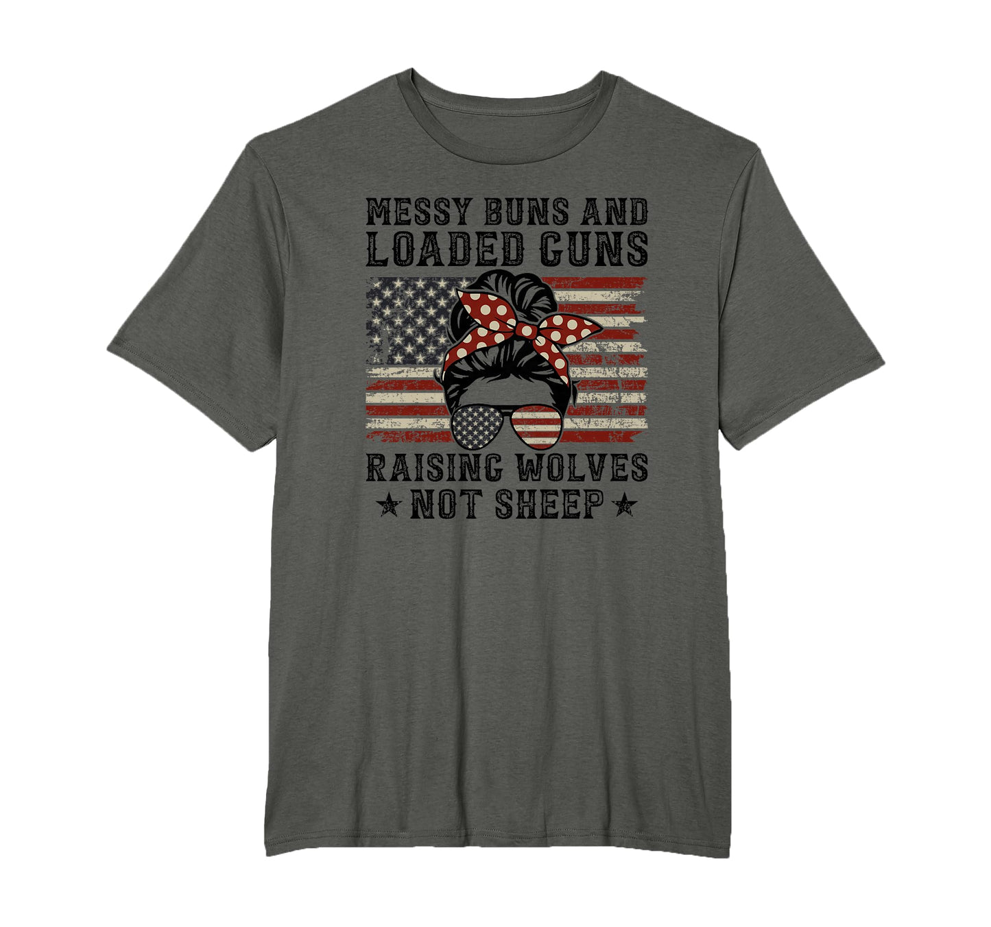Messy Buns Loaded Guns Raising T-Shirt - Minimalist Print for Adults - T-Shirt, Sweatshirt, Hoodie