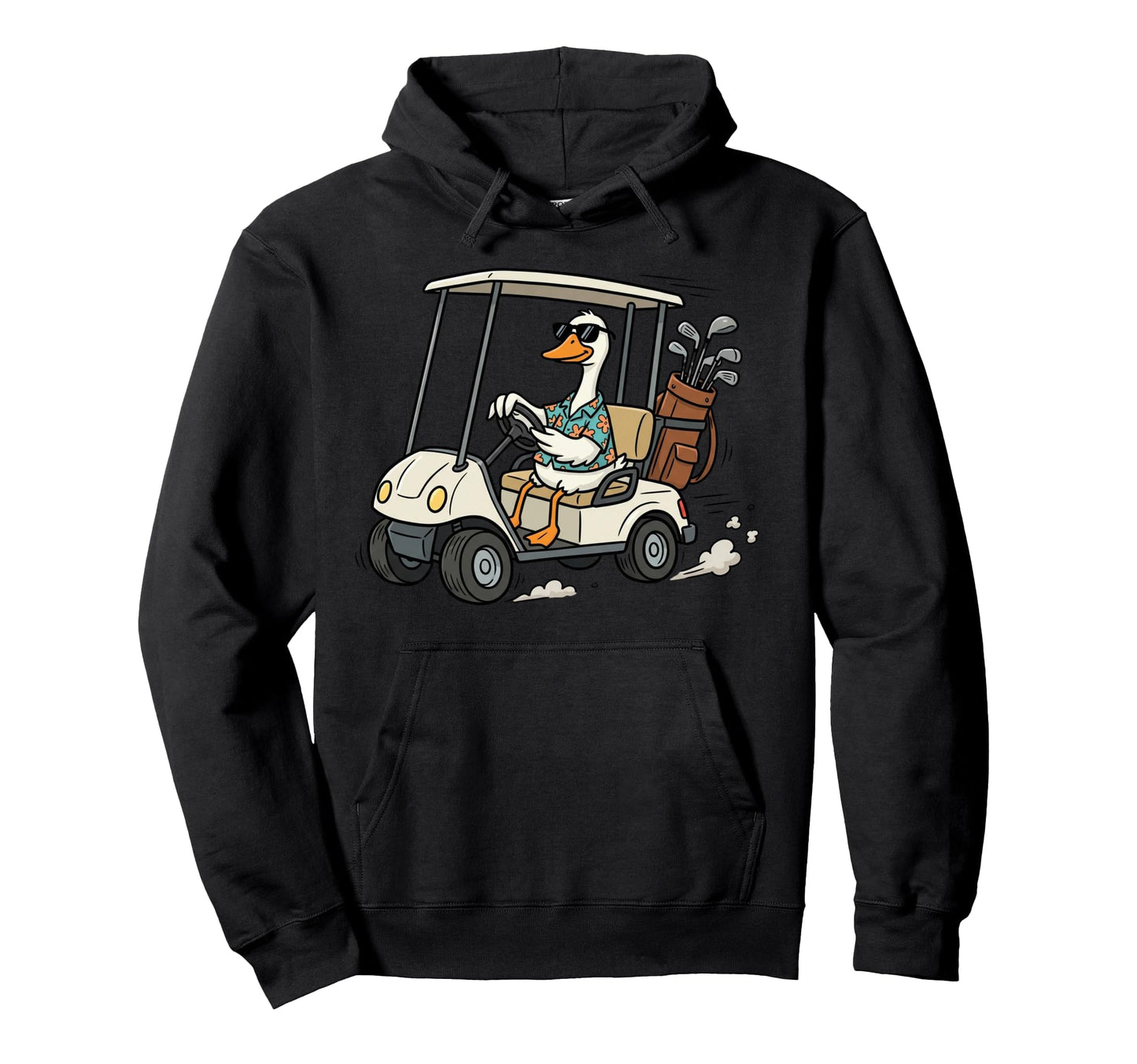 Funny Golf Duck Driving Cart Golf Hoodie - Novelty Apparel for Adults - T-Shirt, Sweatshirt, Hoodie