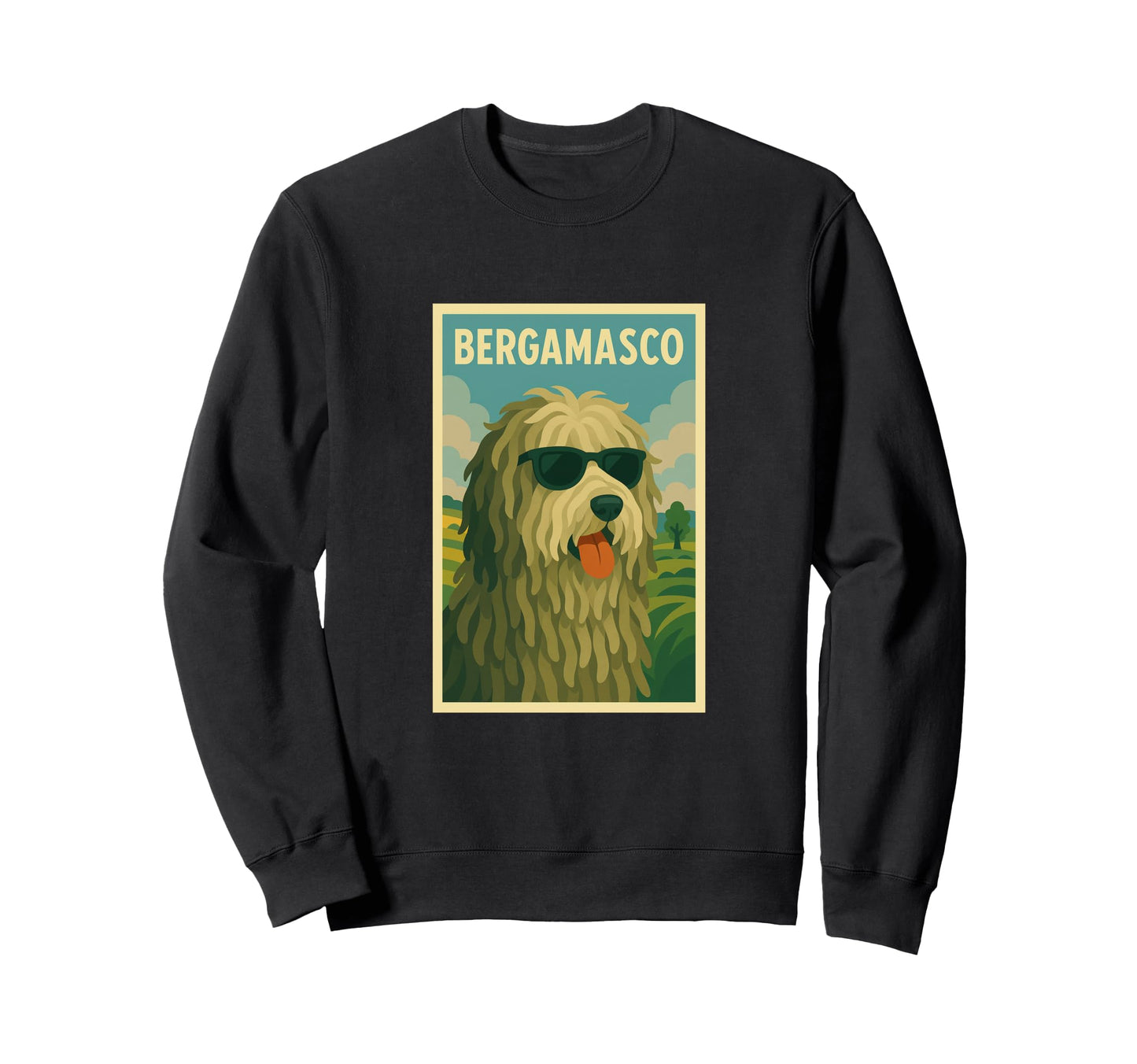 Bergamasco Dog Art Minimalist Pop Art Sweatshirt - Graphic Print for Adults - T-Shirt, Sweatshirt, Hoodie