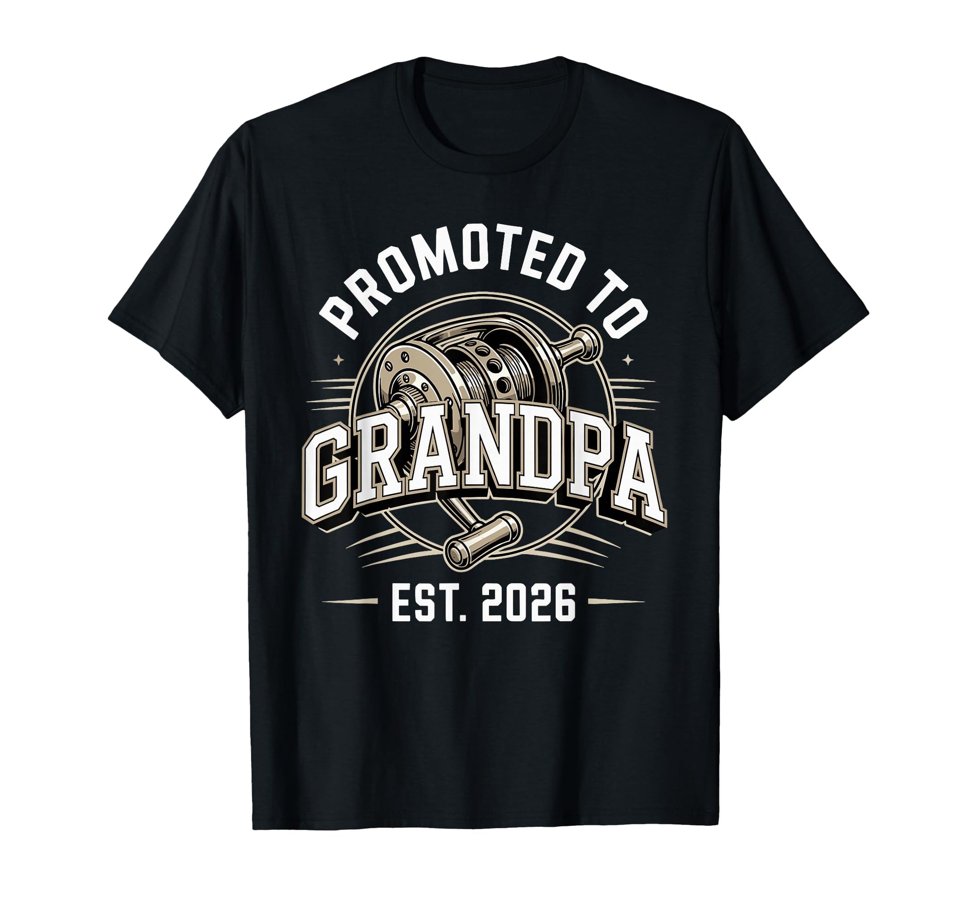 Fishing Reel Promoted To Grandpa Est T-Shirt - Graphic Print for Adults - T-Shirt, Sweatshirt, Hoodie
