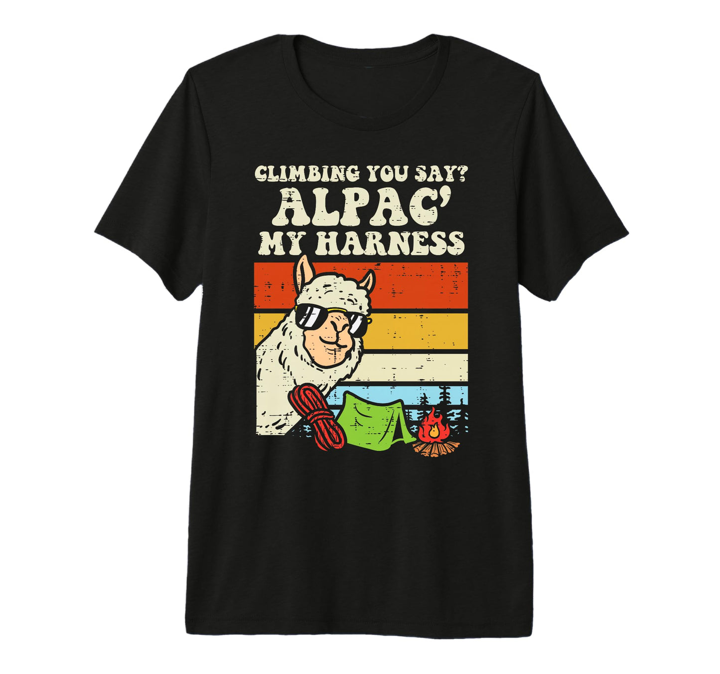 Climbing Alpaca Harness Funny Hiking T-Shirt - Novelty Apparel Unisex - T-Shirt, Sweatshirt, Hoodie