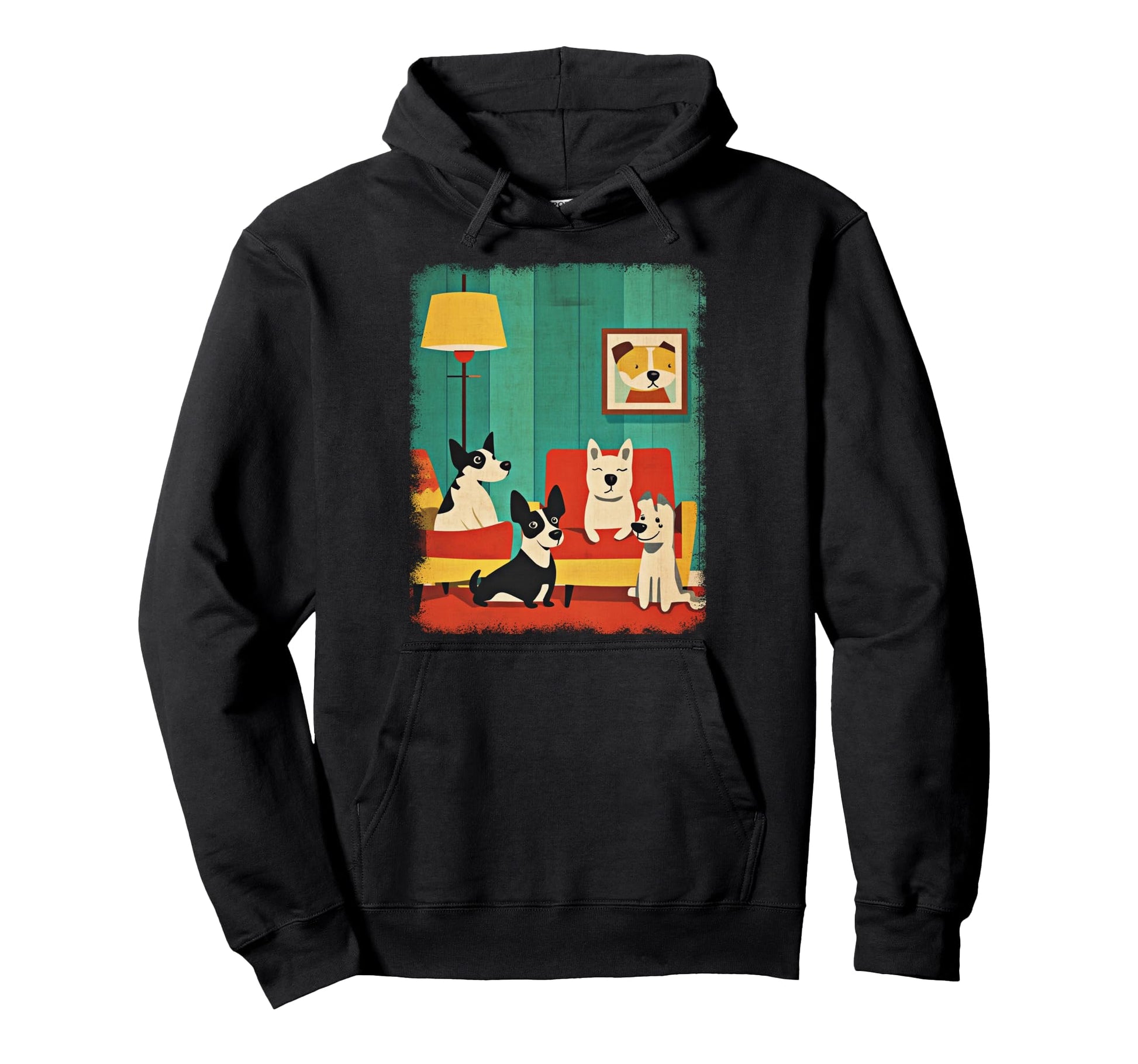Mid Century Modern Dogs 50S 60S Hoodie - Custom Art Print for Adults - T-Shirt, Sweatshirt, Hoodie