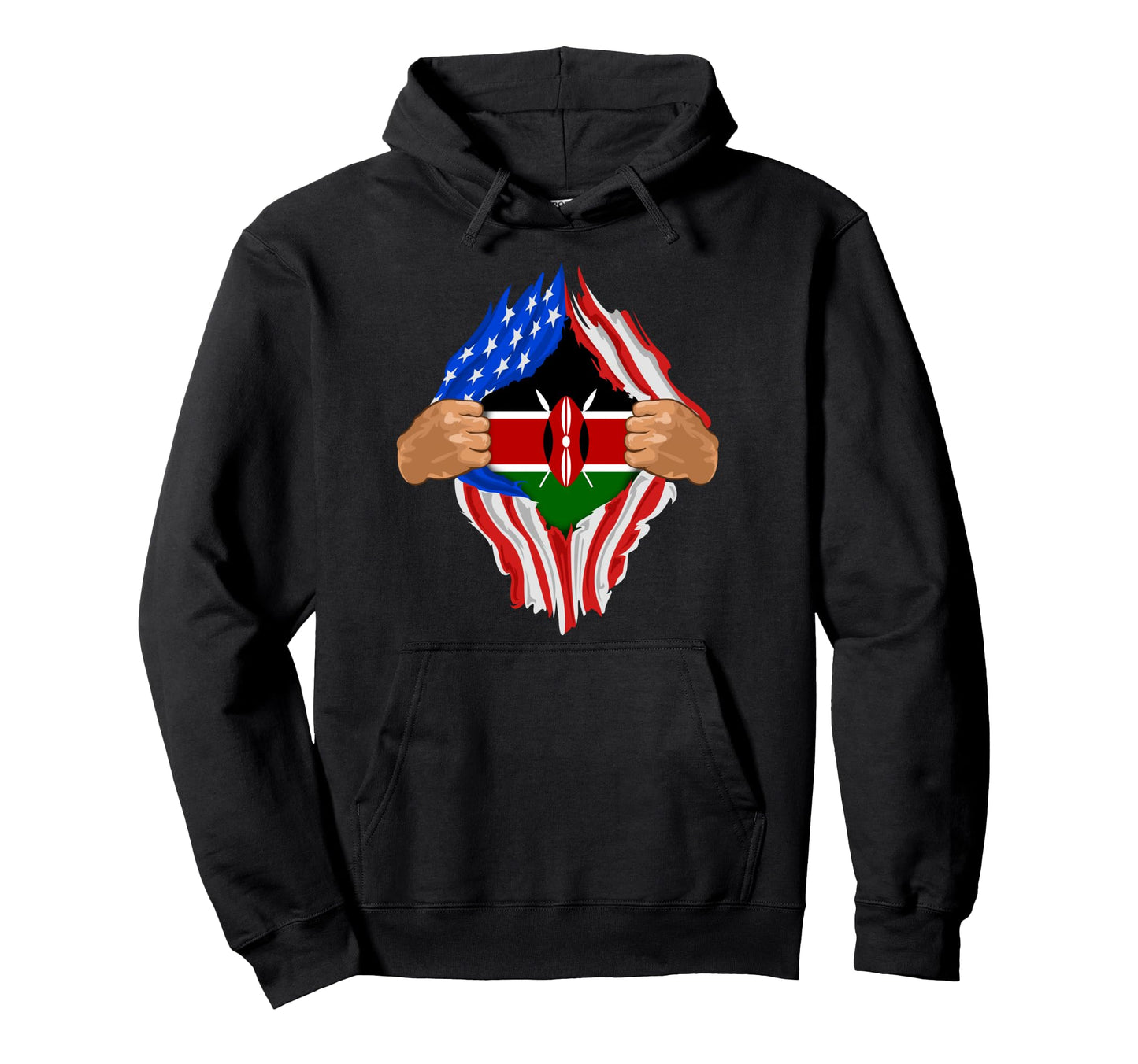 Kenyan Blood Inside Me Kenya Flag Gift Hoodie - Minimalist Print for Adults - T-Shirt, Sweatshirt, Hoodie