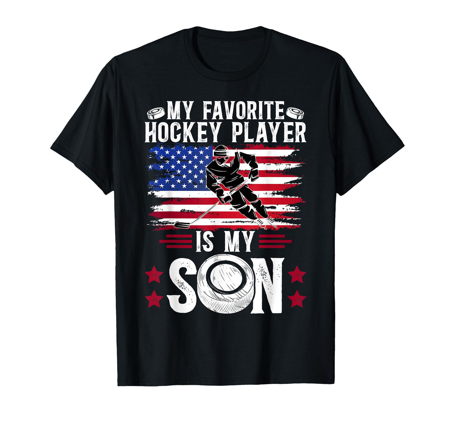 Hockey Dad Ice Hockey Player Dad Us Flag T-Shirt - Graphic Print Men Women - T-Shirt, Sweatshirt, Hoodie