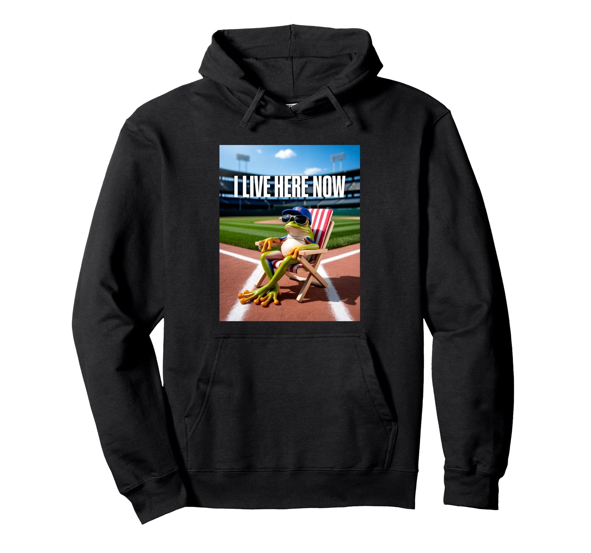Frog Baseball Mom Dad I Live Here Hoodie - Fun Novelty Design Men Women - T-Shirt, Sweatshirt, Hoodie