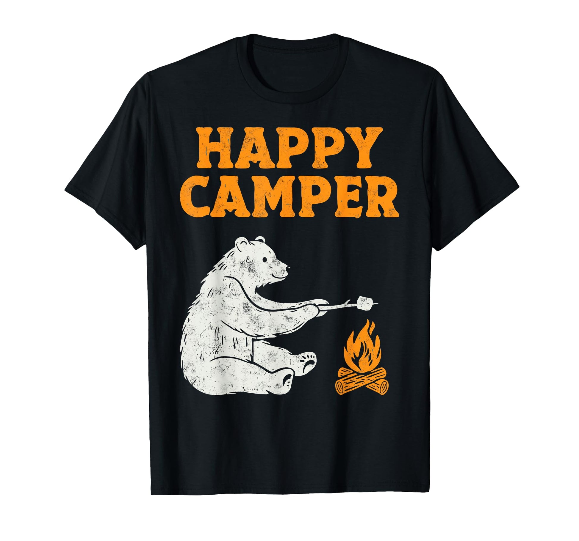 Happy Camper Mountain Hiking Camping T-Shirt - Minimalist Print Men Women - T-Shirt, Sweatshirt, Hoodie