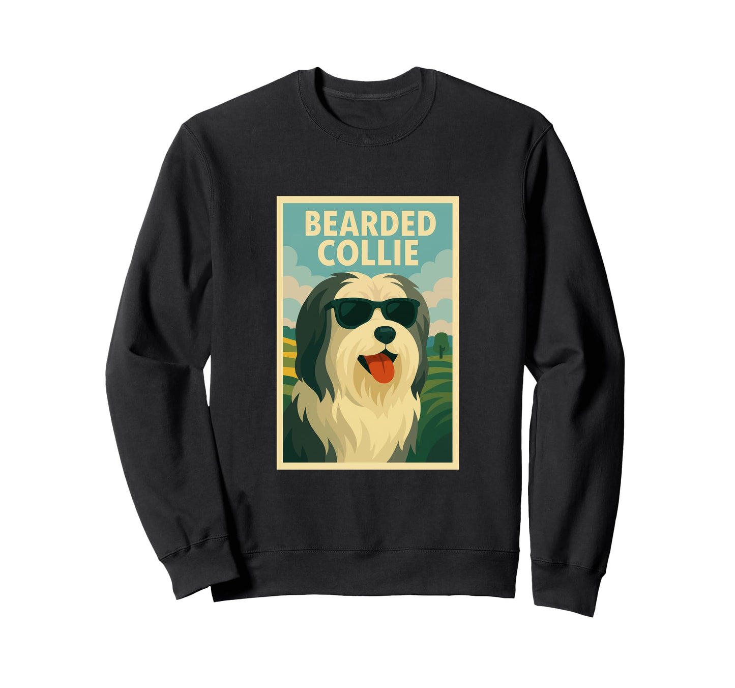 Bearded Collie Art Minimalist Pop Sweatshirt - Aesthetic Graphic Men Women - T-Shirt, Sweatshirt, Hoodie