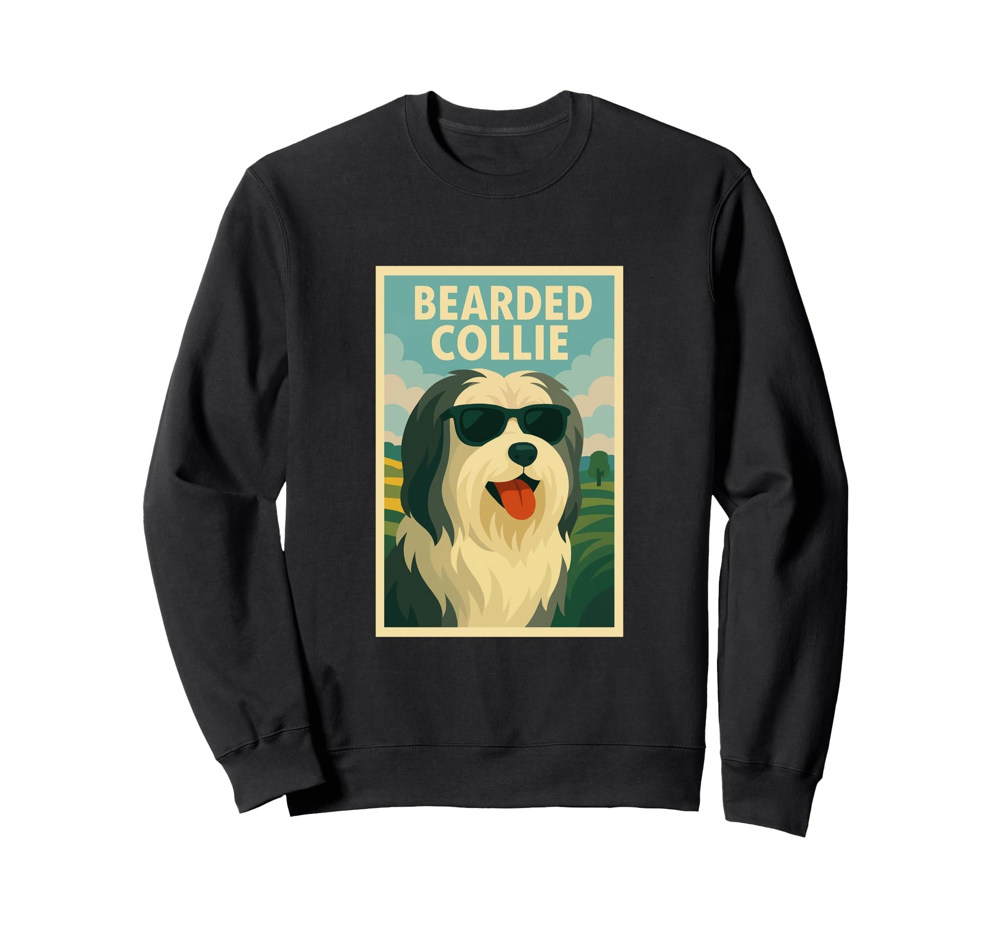 Bearded Collie Art Minimalist Pop Sweatshirt - Aesthetic Graphic Men Women - T-Shirt, Sweatshirt, Hoodie