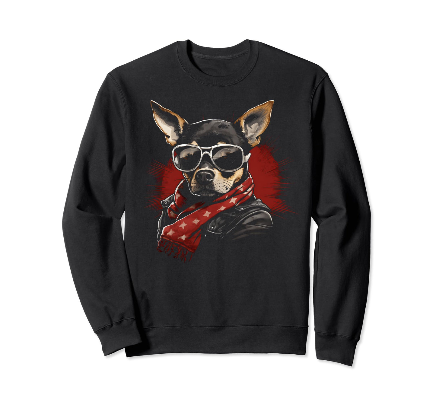 Motorcycle Dad Biker Dog Funny Chihuahua Sweatshirt - Graphic Print Unisex - T-Shirt, Sweatshirt, Hoodie