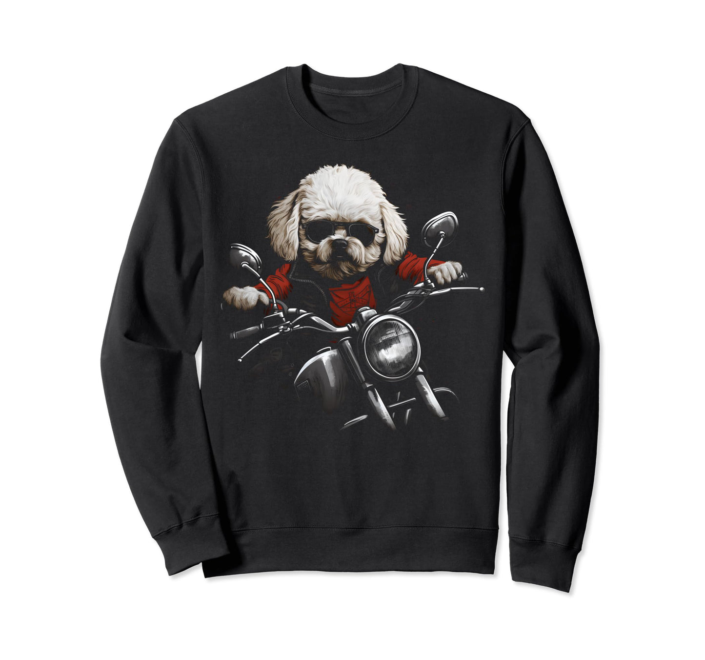 Motorcycle Dad Biker Dog Funny Sweatshirt - Minimalist Print for Adults - T-Shirt, Sweatshirt, Hoodie