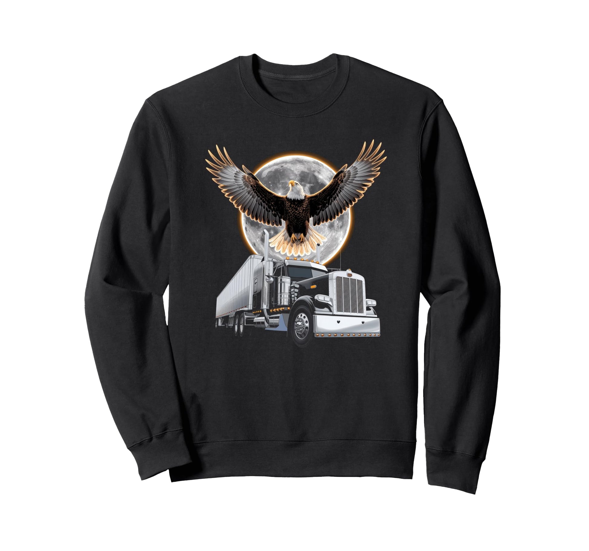 American Flag Trucker Dad Big Rig Sweatshirt - Custom Art Print Unisex - T-Shirt, Sweatshirt, Hoodie