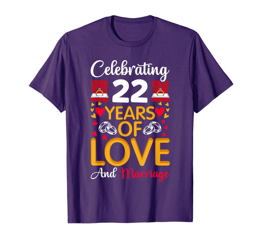 22Nd Marriage Anniversary 22 Years Love T-Shirt - Minimalist Print Unisex - T-Shirt, Sweatshirt, Hoodie