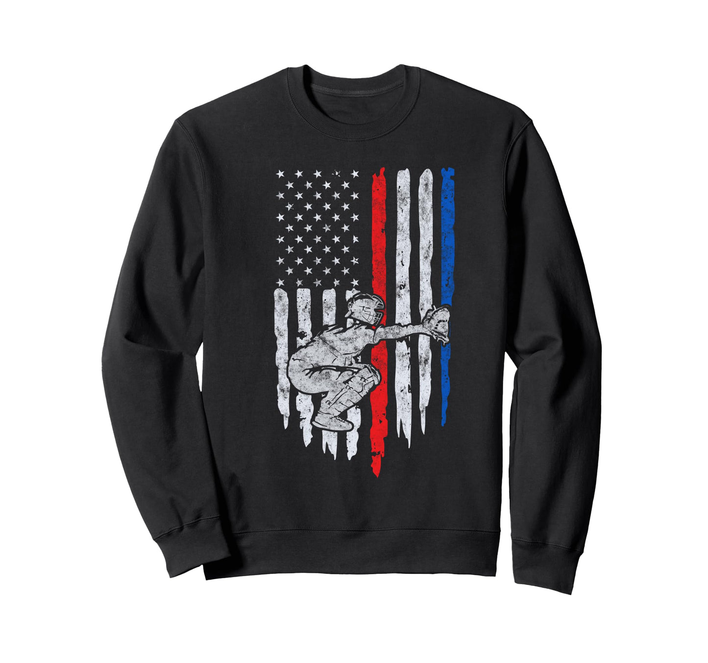 Baseball Us Flag Baseball Dad Sweatshirt - Aesthetic Graphic Men Women - T-Shirt, Sweatshirt, Hoodie