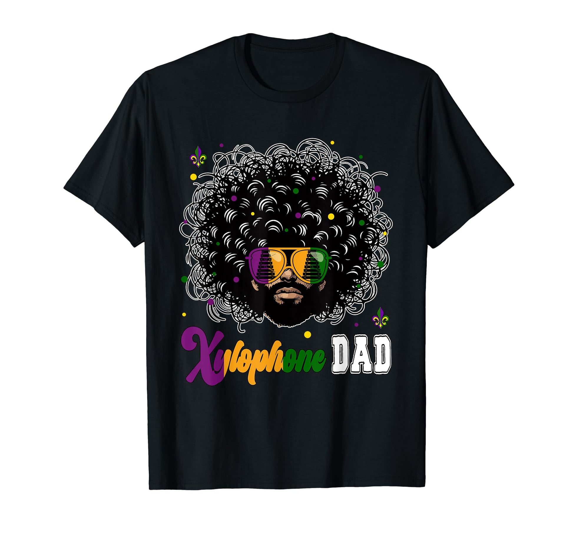 Xylophone Dad Mardi Gras Afro T-Shirt - Novelty Apparel for Adults - T-Shirt, Sweatshirt, Hoodie