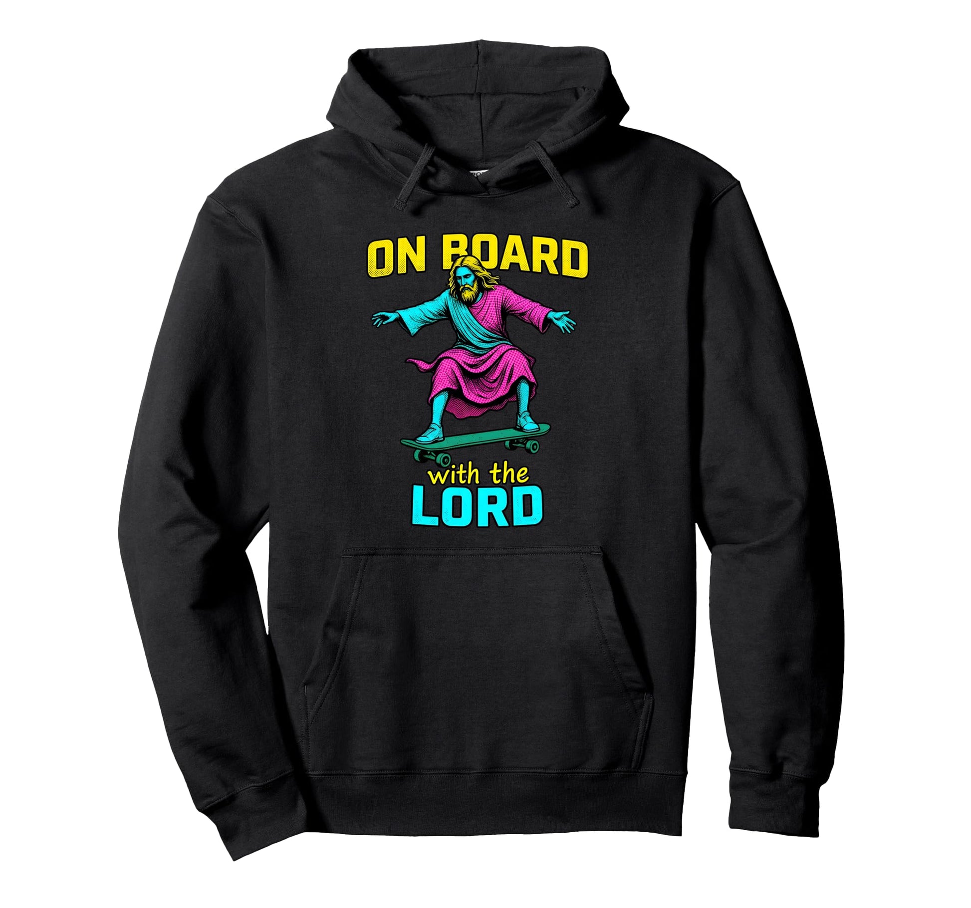 Funny Jesus Skateboarding Christian Hoodie - Aesthetic Graphic for Adults - T-Shirt, Sweatshirt, Hoodie