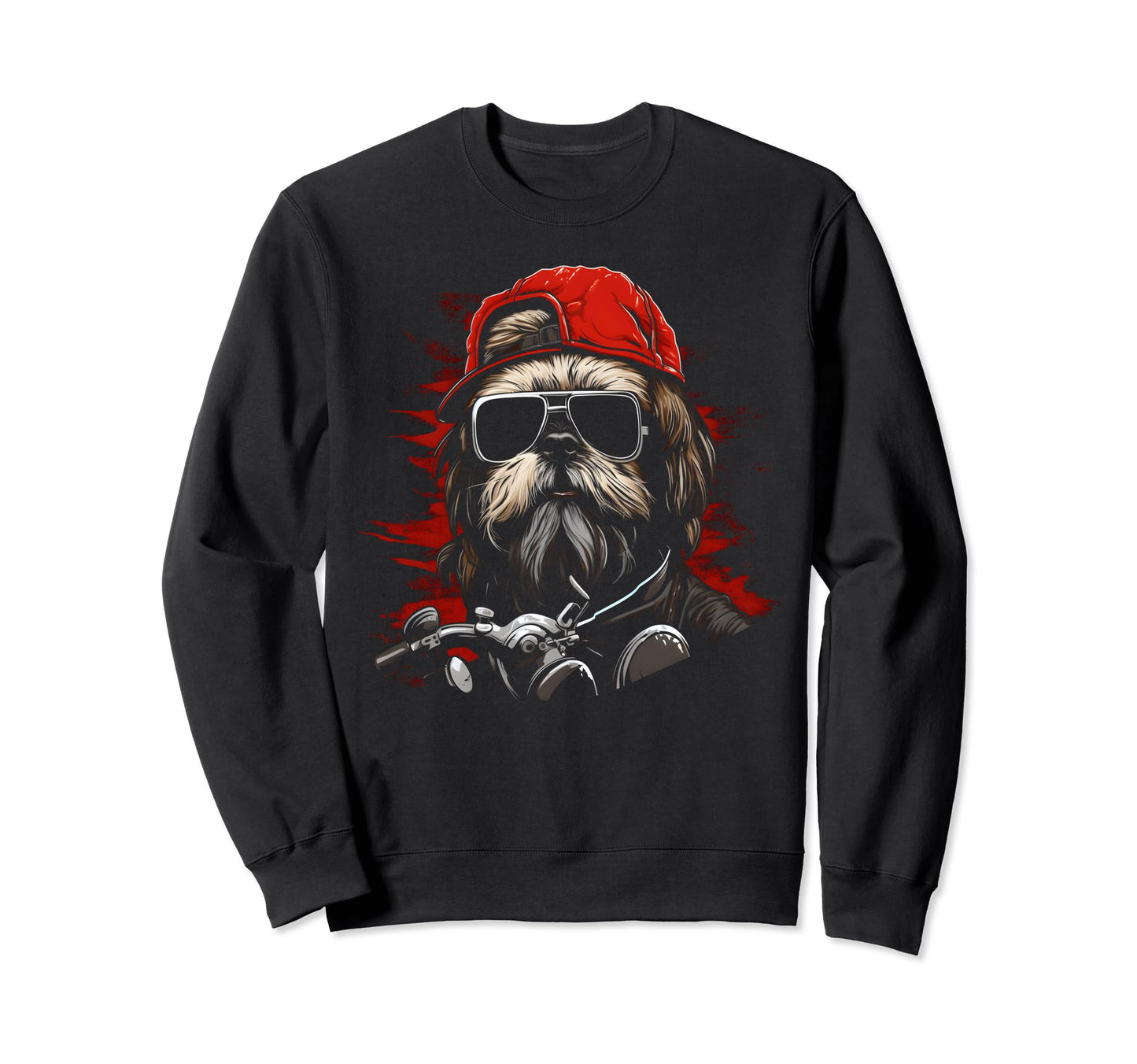 Motorcycle Dad Biker Dog Funny Shih Sweatshirt - Novelty Apparel Men Women - T-Shirt, Sweatshirt, Hoodie