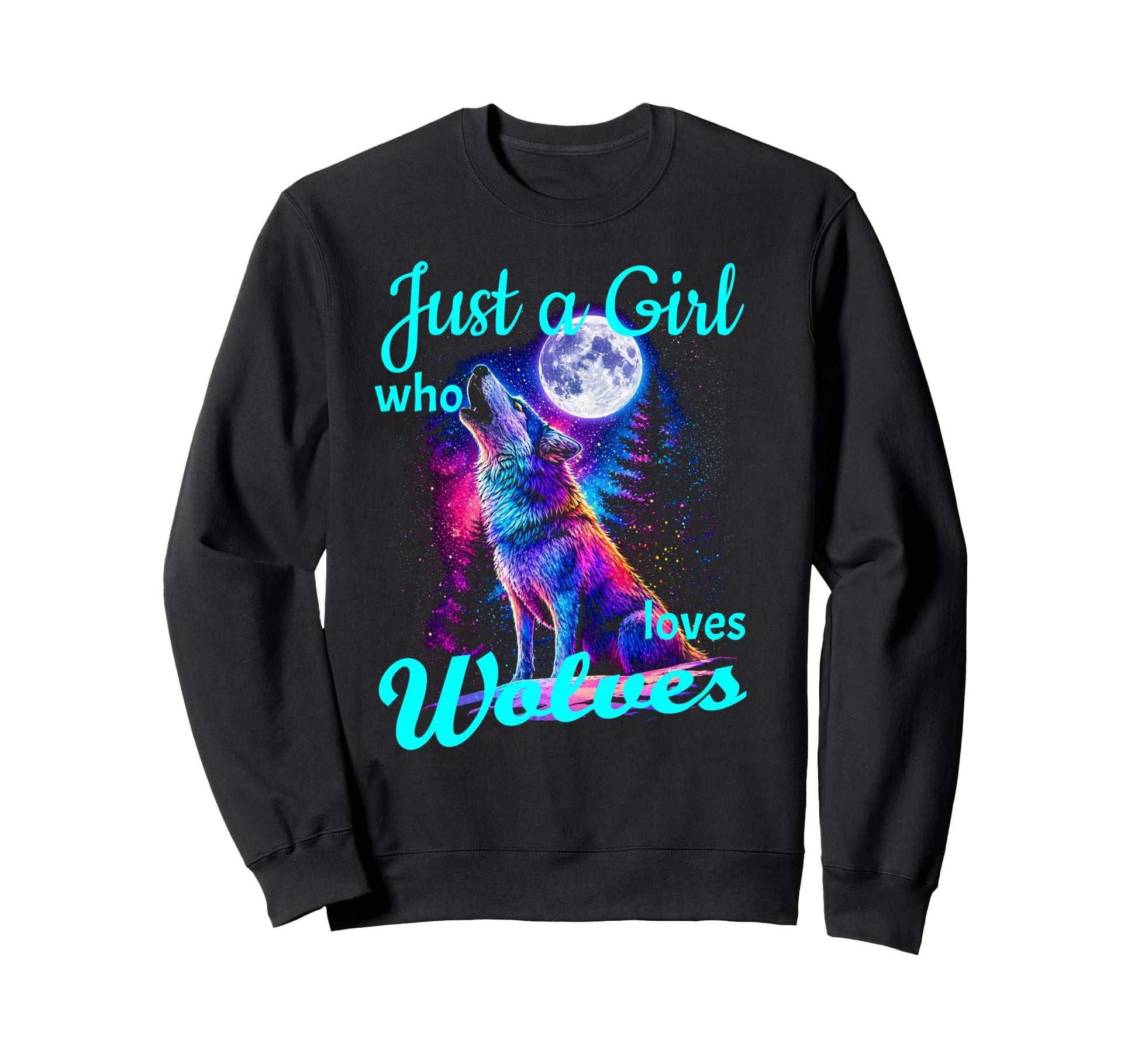 Just Who Loves Wolves Wolf Moon Sweatshirt - Graphic Print Men Women - T-Shirt, Sweatshirt, Hoodie