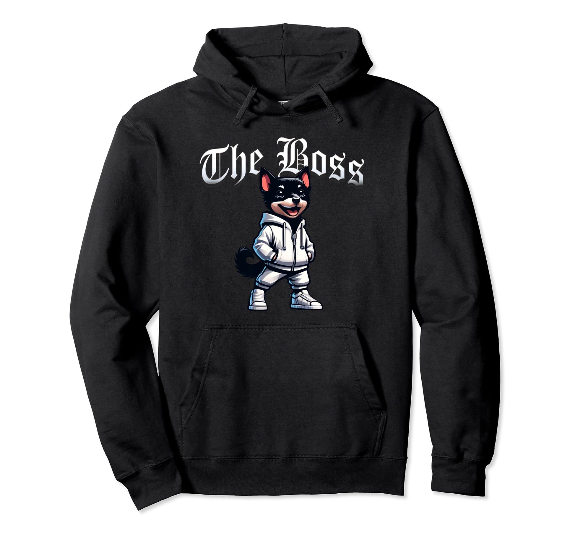Schipperke Dog Boss Jacket Outfit Dog Hoodie - Novelty Apparel for Adults - T-Shirt, Sweatshirt, Hoodie