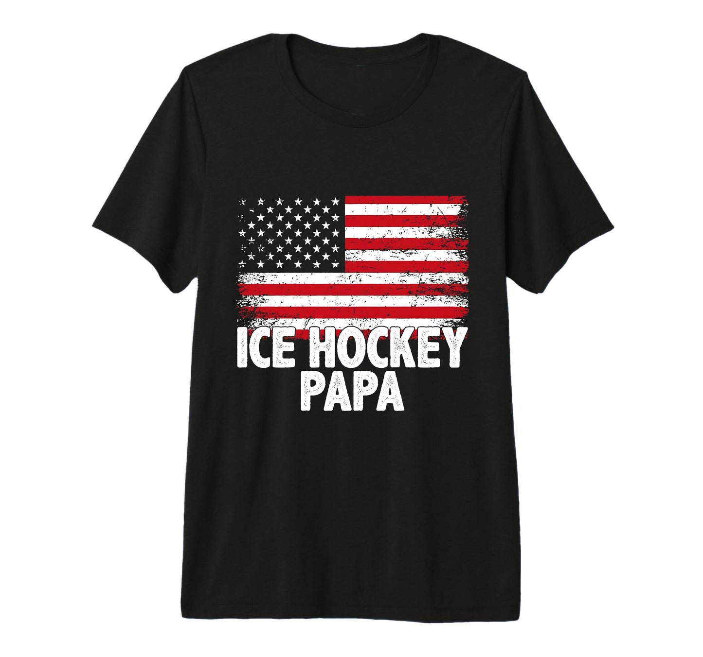 Ice Hockey Papa American Flag Tri T-Shirt - Novelty Apparel for Adults - T-Shirt, Sweatshirt, Hoodie