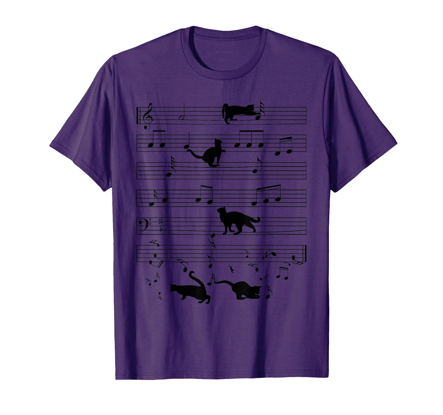 Black Cat Kitten Playing Music Note T-Shirt - Streetwear Style for Adults - T-Shirt, Sweatshirt, Hoodie