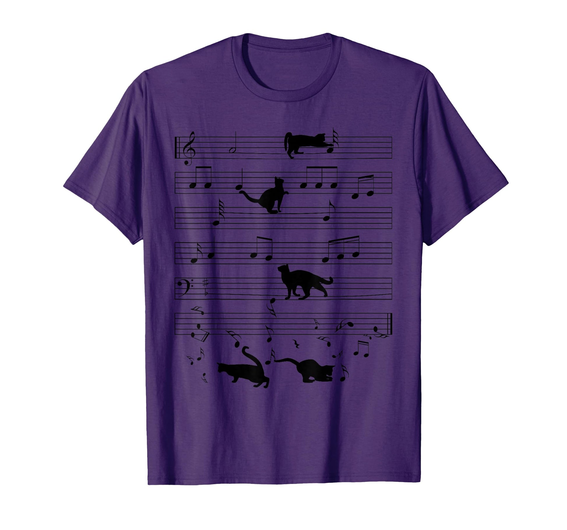 Black Cat Kitten Playing Music Note T-Shirt - Streetwear Style for Adults - T-Shirt, Sweatshirt, Hoodie