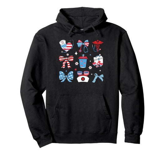 American Nurse 4Th July Nurse Hoodie - Fun Novelty Design for Adults - T-Shirt, Sweatshirt, Hoodie