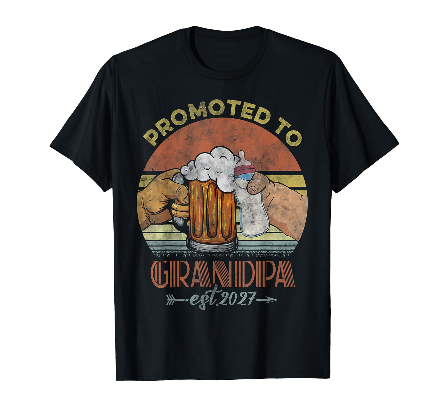 Promoted To Grandpa Est 2027 T-Shirt - Custom Art Print Men Women - T-Shirt, Sweatshirt, Hoodie