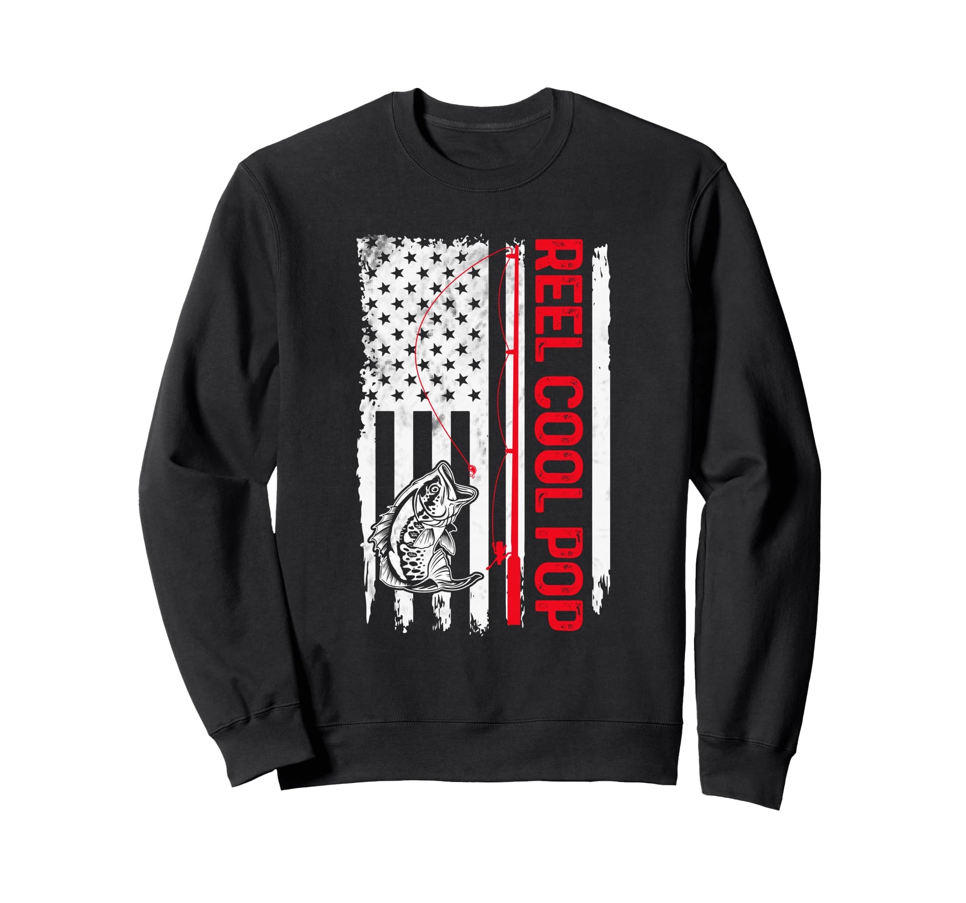 Mens Reel Pop Fishing American Flag Sweatshirt - Graphic Print Men Women - T-Shirt, Sweatshirt, Hoodie