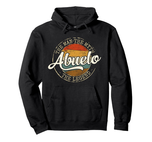 Abuelo Myth Legend Stamp Fathers Day Grandpa Hoodie - Graphic Print Unisex - T-Shirt, Sweatshirt, Hoodie