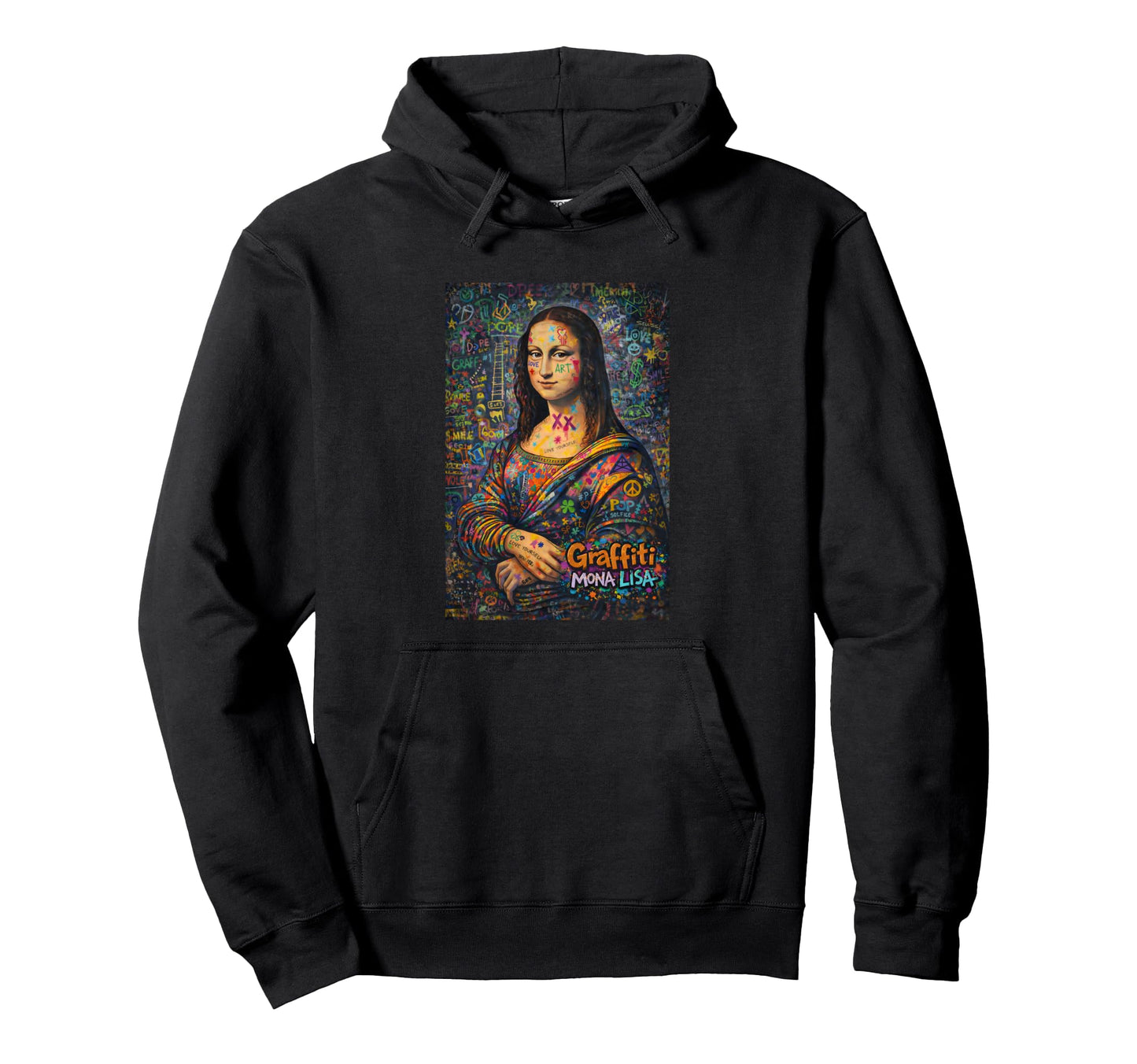 Graffiti Mona Lisa Pop Art Colorful Street Hoodie - Unique Graphic Unisex - T-Shirt, Sweatshirt, Hoodie