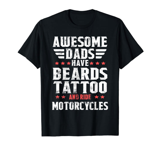 Awesome Dad Beard Tattoos And T-Shirt - Minimalist Print Unisex - T-Shirt, Sweatshirt, Hoodie