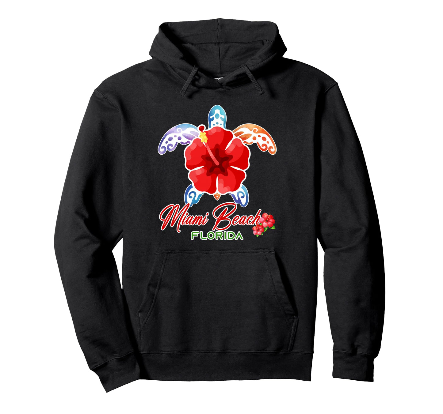 Miami Beach Sea Turtle Tropical Florida Hoodie - Unique Graphic for Adults - T-Shirt, Sweatshirt, Hoodie