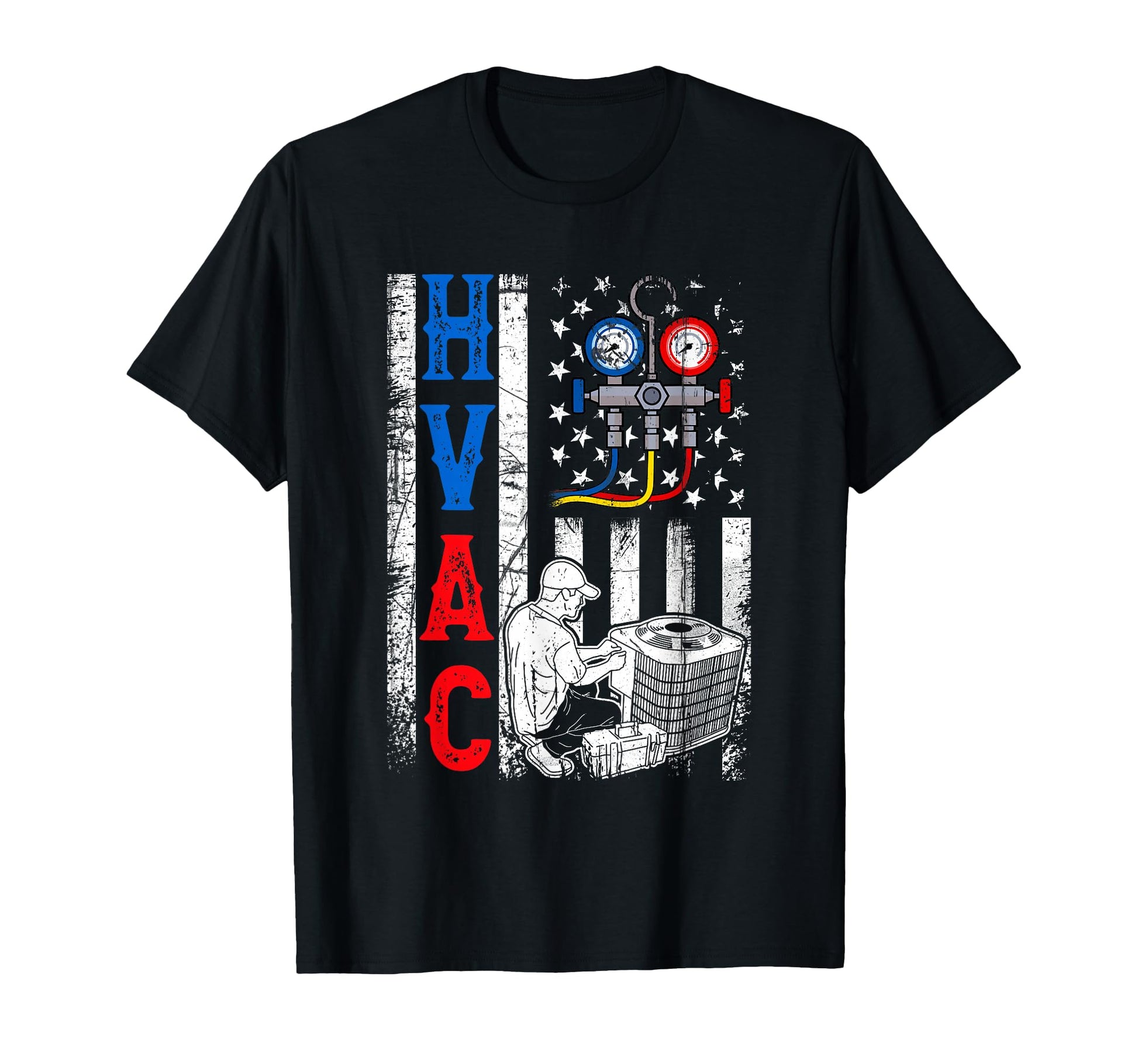 Distressed Proud Usa Hvac Tech T-Shirt - Aesthetic Graphic Men Women - T-Shirt, Sweatshirt, Hoodie
