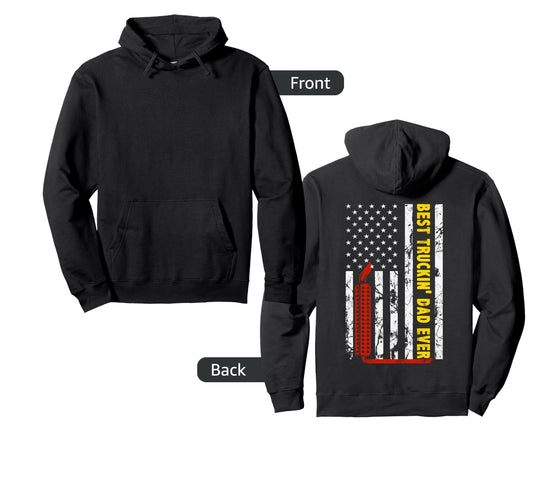 Best Truckin Dad Ever Thin Yellow Line Hoodie - Unique Graphic Men Women - T-Shirt, Sweatshirt, Hoodie