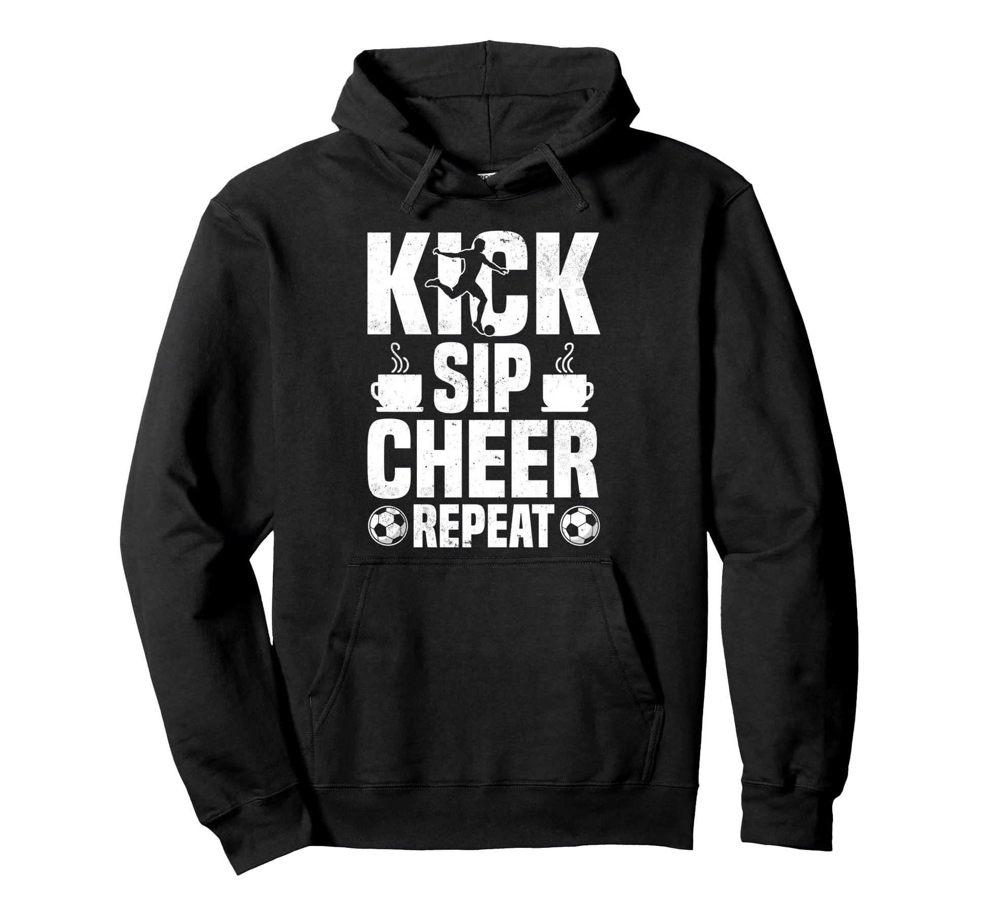 Kick Sip Cheer Repeat Soccer Coffee Hoodie - Fun Novelty Design for Adults - T-Shirt, Sweatshirt, Hoodie