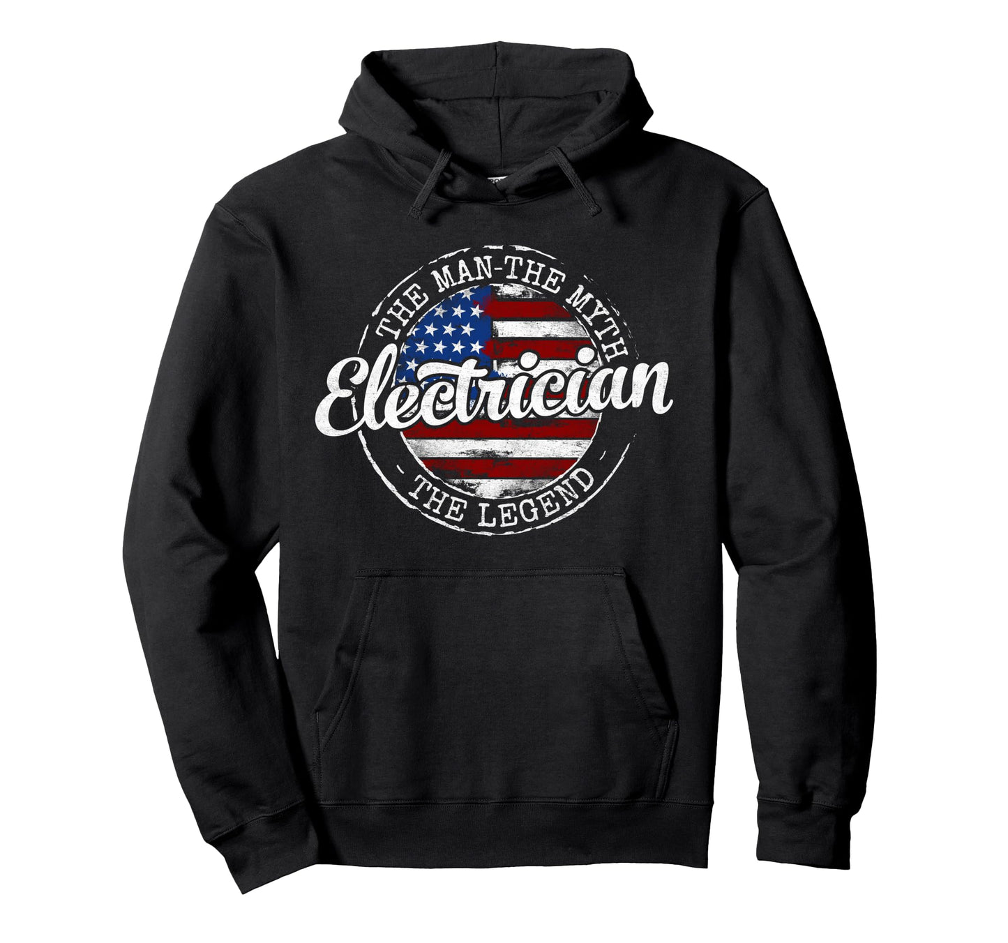 Electrician Myth Legend Usa Flag Hoodie - Graphic Print for Adults - T-Shirt, Sweatshirt, Hoodie